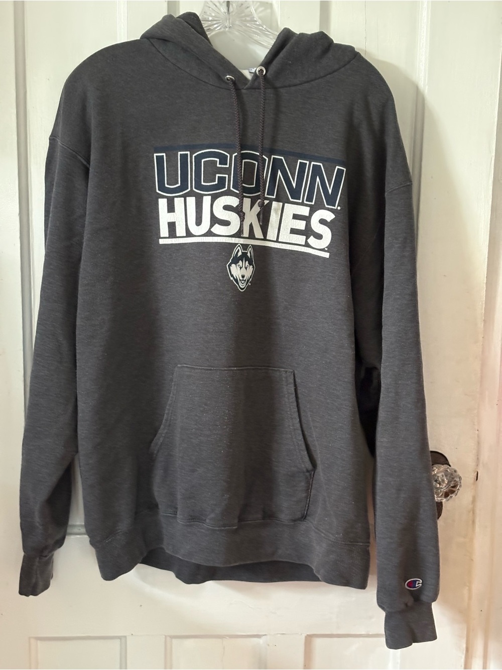 Champion UConn Huskies Dark Gray Pullover Hoodie